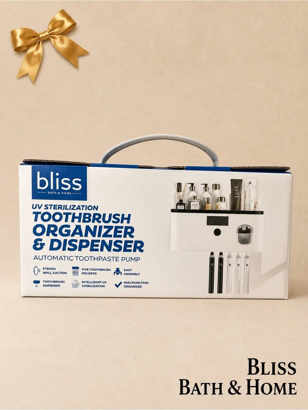 Bliss Bath & Home Toothbrush Organizer Dispenser White/Blue